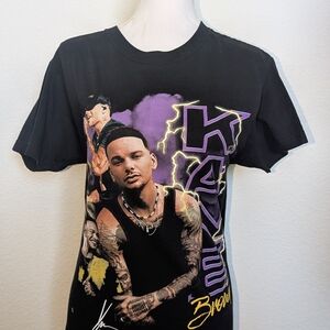 Rue21 Black Tee with Purple and Yellow Graphic